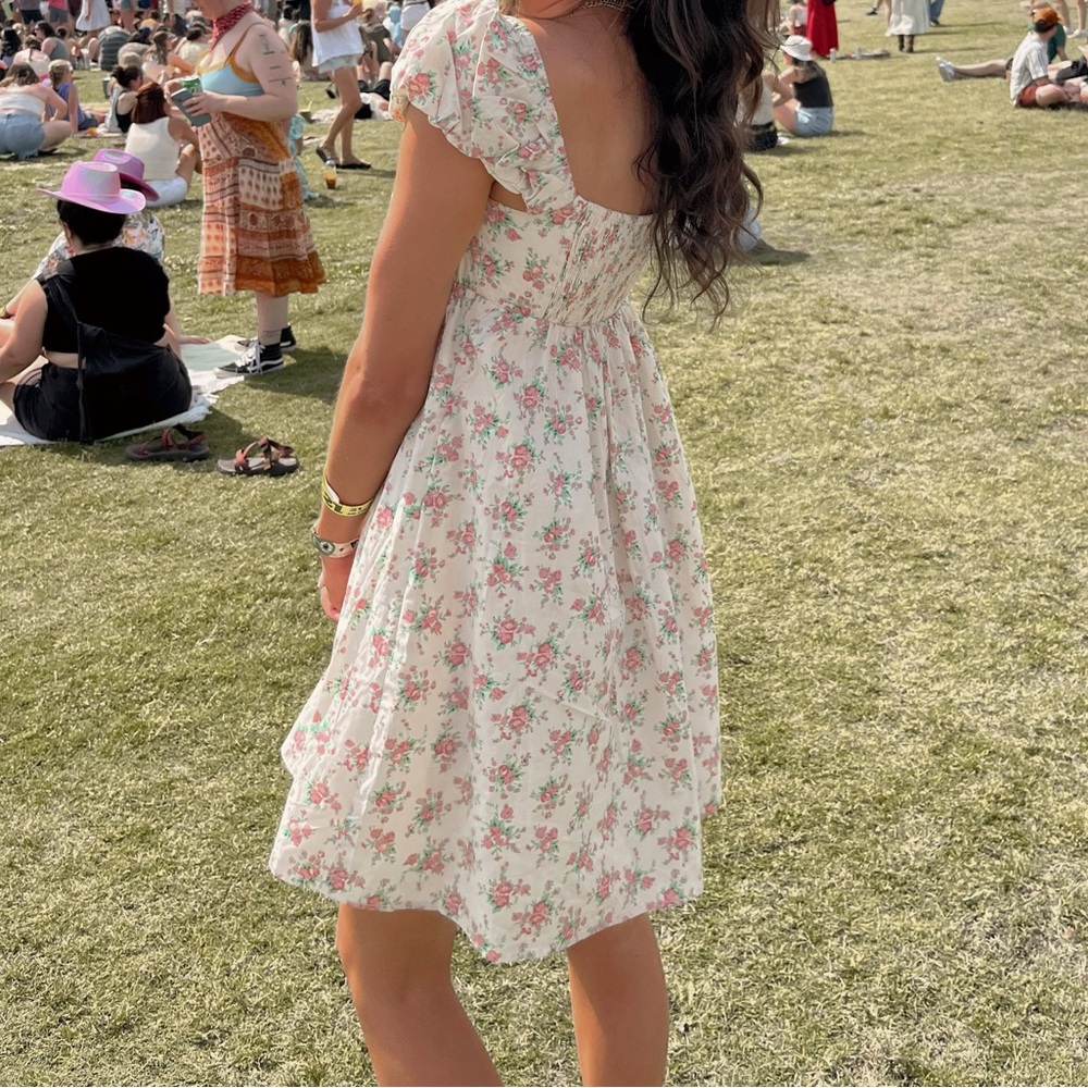 Floral Babydoll Dress with Pink Bow